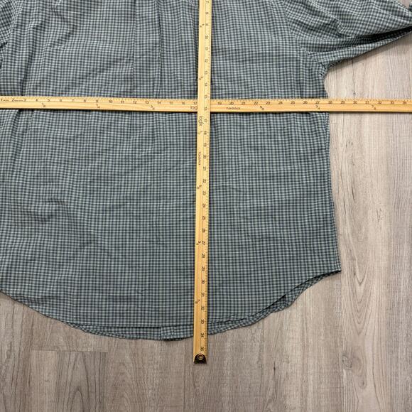 Vintage Polo Ralph Lauren Button Down Shirt Men's 2X Big Green Blue Plaid 90s - Picture 6 of 7